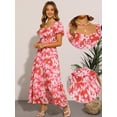 thumbnail image 2 of DARING DIVA Square Neck High Waist Smocked Back Flowy Tiered Maxi Dress XS Pink, 2 of 6