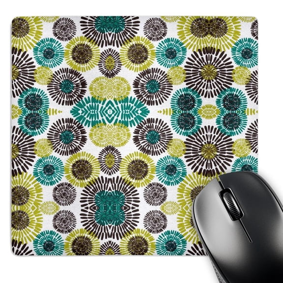 3dRose, Retro Pinwheels In Turquoise n Brown, MousePad