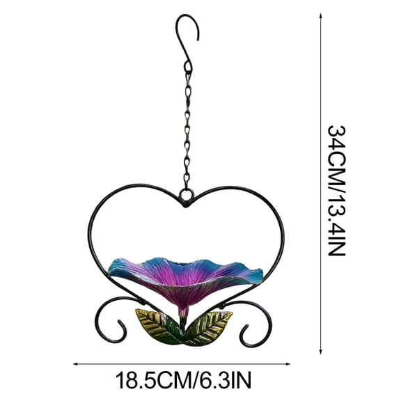 FEOLGEHLY Metal Hanging Bird Bath for Outdside, Morden Style Bird Feeders for Outdoors, Home Garden Decor Bee Watering Station, Wildbird Hummingbirds Feeders for Backyard Yard Decoration, Green