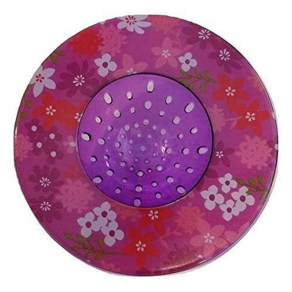 Handy Housewares 5.25" Diameter Decorative Designer Pattern Kitchen Sink Strainer/ Food Trap - Purple Flowers