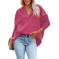 thumbnail image 4 of Femmes Casual Bouton V Sweat à Capuche Pull Oversize avec Poches, 4 of 5