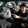 thumbnail image 4 of 2 Pack Funny Dog Car Headrest Covers Soft Polyester Stretch Seat Protector with Cartoon Print for Auto Interior Decoration 10.2 x 11.0 Inch, 4 of 4
