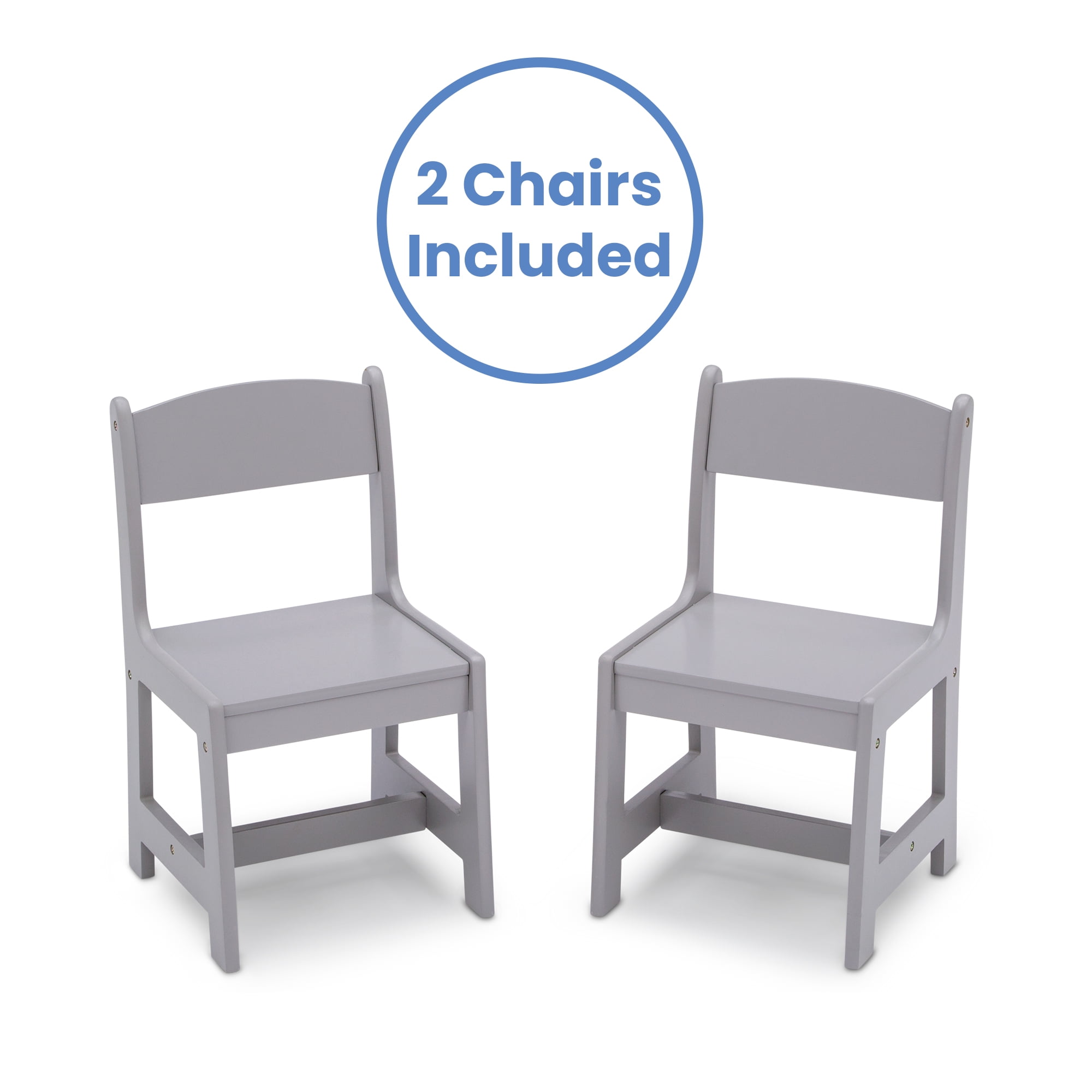 Delta Children MySize Wood Play Table and Chair Set (2 Chairs Included) - Greenguard Gold Certified, Grey