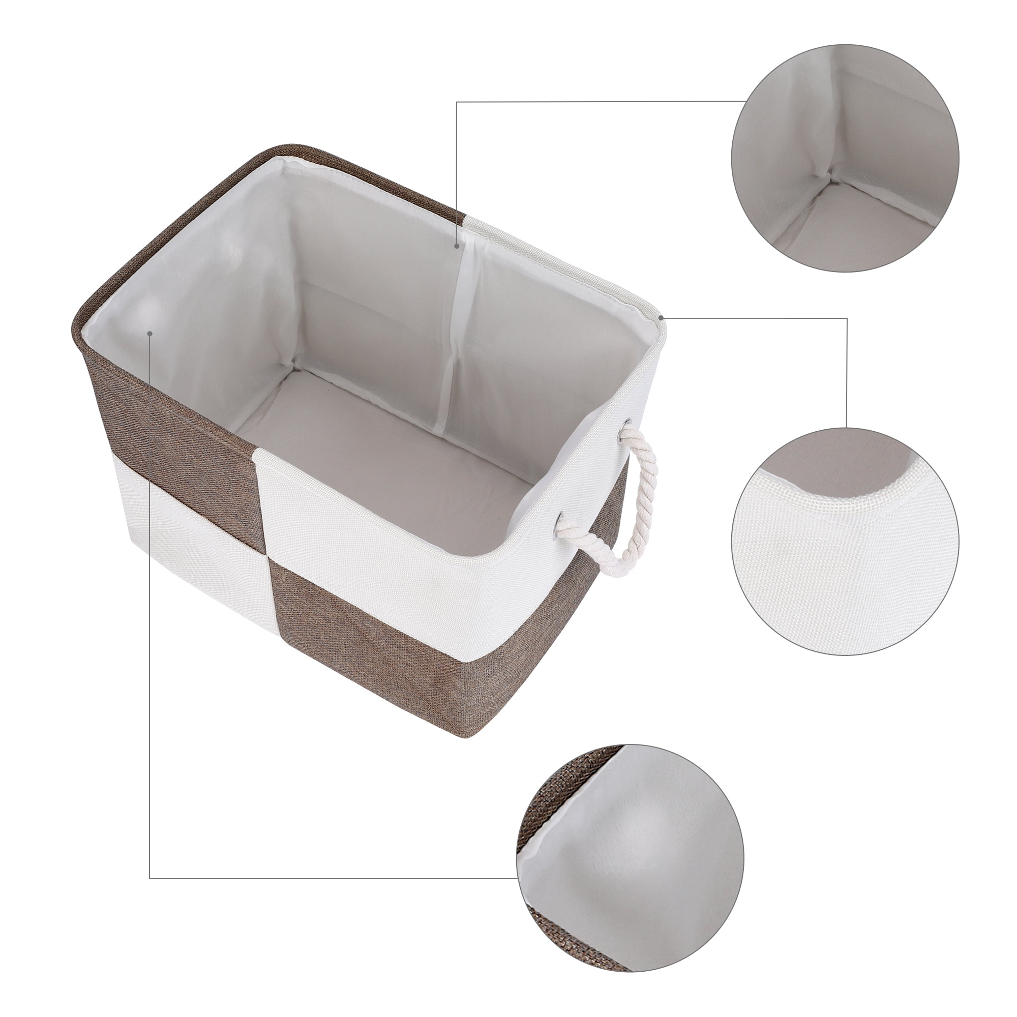 Unique Bargains Cotton Storage Bin with Handles Brown 15.7*11.8*11.8in