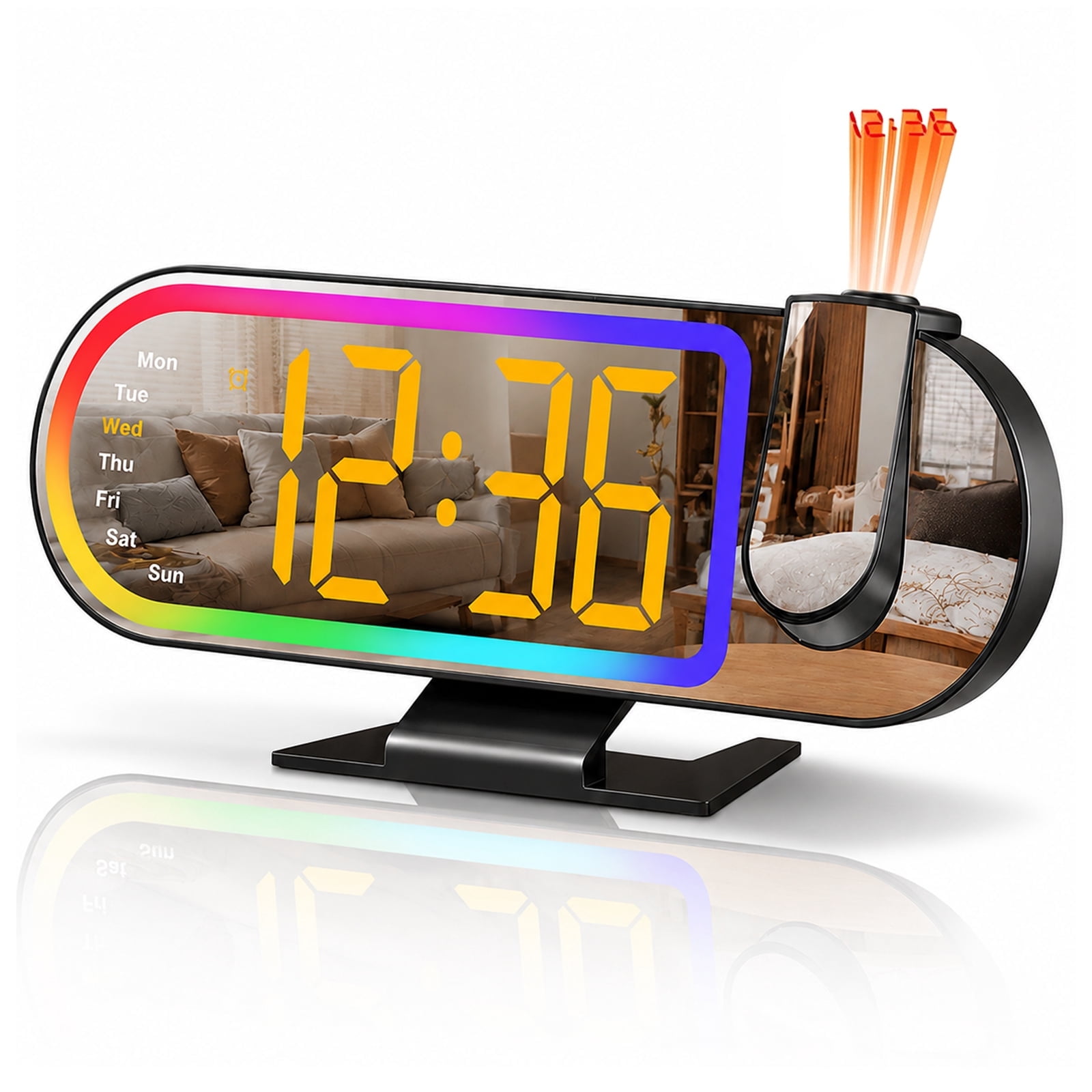 Jionchery Projection Alarm Clock for Heavy Sleepers, Extra Loud Bedside Digital Clock with Large