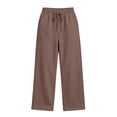 thumbnail image 5 of Women's & Women's Plus Casual Pants, Pull-on Pants with Elastic Waist Drawstring & Side Pockets, Running Fitness Casual Wear | VerBelle,Coffee S, 5 of 9
