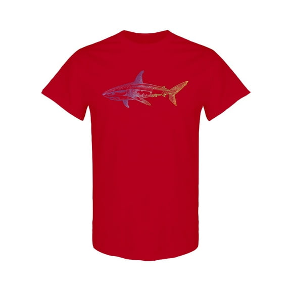 Multi Colored Shark Design T-Shirt Men -Image by Shutterstock, Male Small