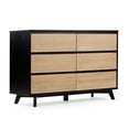 thumbnail image 6 of Plank+Beam Solid Wood Scandinavian 6-Drawer Dresser with MDF, Black/Blonde, 6 of 9
