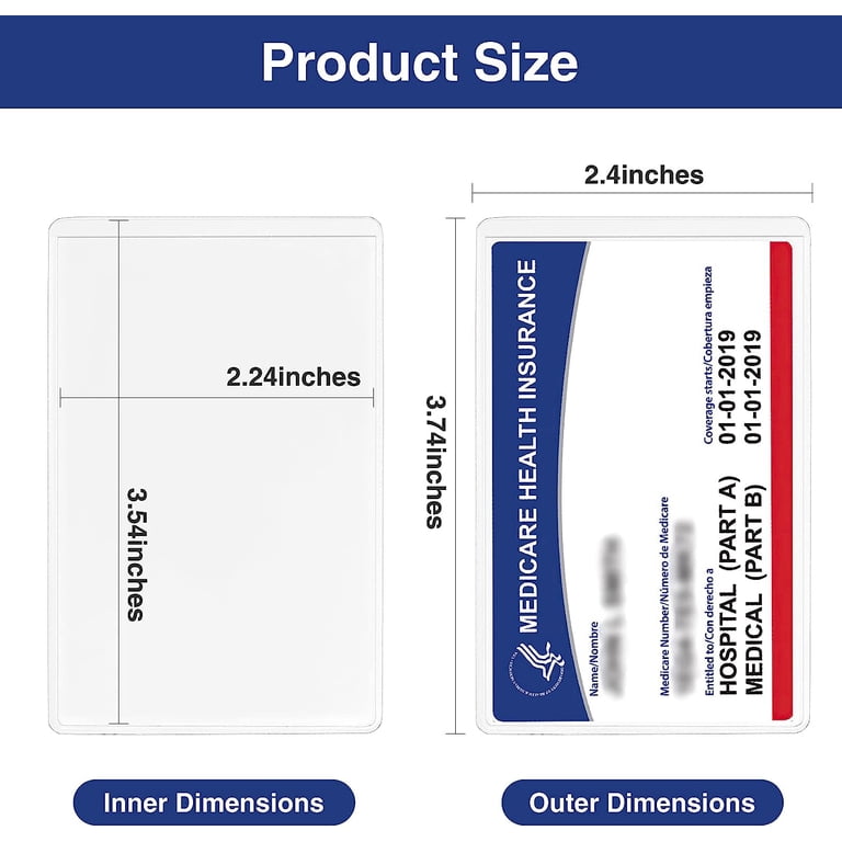 insurance card sleeves 5 Pack - Premium Medicare Card Protector Sleeves - Durable 2 ⅜ X 3 ⅜  Business Card Holders - Clear Vinyl Plastic Covers for Insurance & Social  Security Metro & License or Credit Cards by Specialist ID : Office Products main image 1