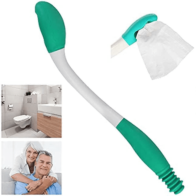 Polarstone Outils d'Aide pour Toilettes Support de Raclette à Longue Portée Compatible avec Outil de Support de Tissu Auto-Assistance Raclette Extensible 15 Pouces Grips Papier Toilette