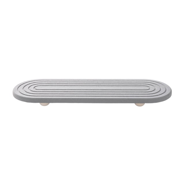 Bandeja organizadora de fregadero de cocina – Acero inoxidable y silicona, alfombra de grifo de secado rápido, antideslizante, blanco/gris oscuro, 13,6x5,7 pulgadas, almacenamiento multiusos en la