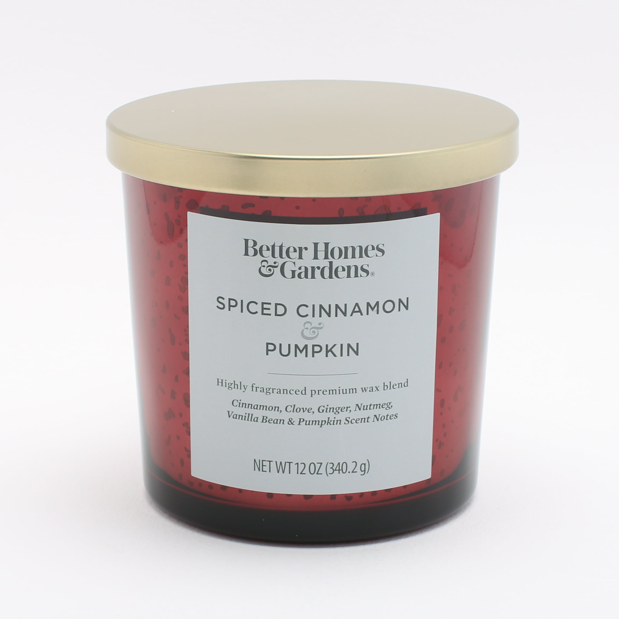 Better Homes & Gardens 12oz Spiced Cinnamon & Pumpkin Scented Single-Wick Mercury Jar Candle