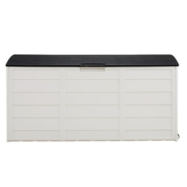 75 Gallon Outdoor Garden Plastic Storage Box - Lockable Deck Chest for Tools, Cushions & Toys - Durable Weather-Resistant Seating for Patio