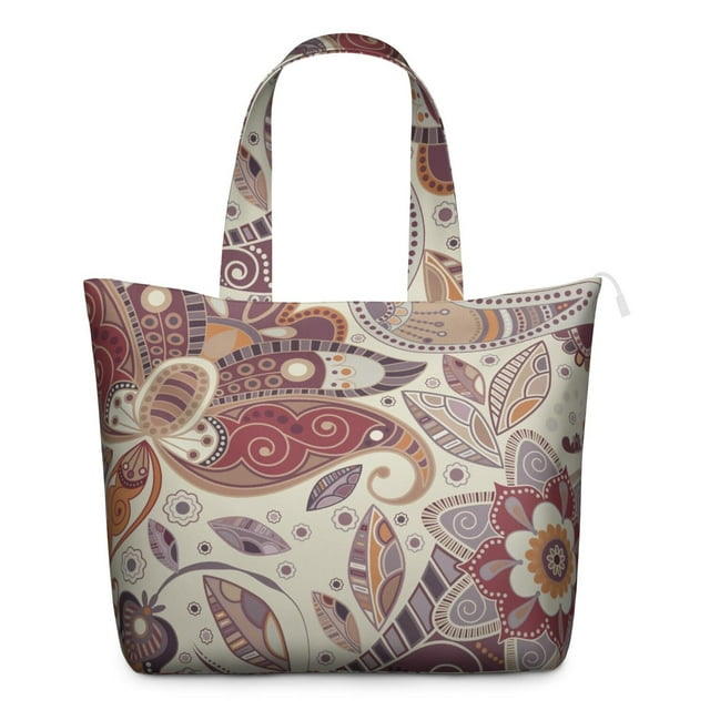 Vintage Paisley Pattern Weekender Bohemian Chic Travel Duffel with Artistic Floral Design, Ethnic Mala Inspired