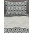 thumbnail image 3 of Grey and White Comforter & Sham Bedding Set, Boho Style Greyscale Flower Motifs with Eastern Art Inspiration, 3 pcs Duvet Set Microfiber Filling Quilt, 5 Sizes, Charcoal Grey and White, by Ambesonne, 3 of 4