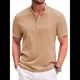 thumbnail image 1 of Camiseta Informal Henley de Corta con Cuello Mao para Hombre, Camiseta Texturizada de Playa para Verano. Caqui XXL, 1 of 9