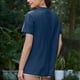 thumbnail image 3 of Tops de Manga Corta de las Mujeres, Moda Color Sólido, Cuello Redondo Línea Trasera Diseño Blusa, 3 of 6