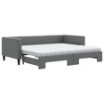 Daybed extendable with mattress dark grey 90x190 cm fabric