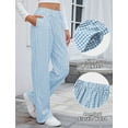 thumbnail image 5 of Aivtalk Womens Striped Gingham Pants Cotton Pajama Lounge Boxer Pants Casual Plaid Pj Bottoms Y2K Beach VacationTrousers with Pockets Light blue XL, 5 of 7