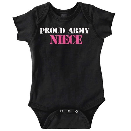 

Proud Army Niece Military Family Bodysuit Jumper Girls Infant Baby Brisco Brands 18M