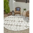 thumbnail image 6 of Unique Loom Outdoor Trellis Collection Area Rug - Cardak (7' Round Ivory and Gray/Gray), 6 of 10