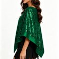 thumbnail image 4 of Elegant Women's Sequin Poncho Cape Sparkly Evening Party Shawl, Irregular Dress Up Shawl Wrap, 4 of 6