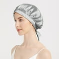 thumbnail image 3 of Generic Sleeping Hats Silk Flat Cap Sleep Traceless Bonnet Cap Night Hat Natural Hair Curly Hair Loss Head Cover for Women, 3 of 7