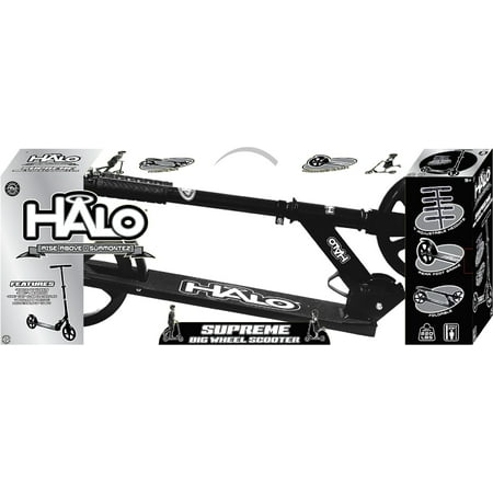 HALO Rise Above Supreme Big Wheel Scooter - Black - Designed For All Riders, Adults, Teens, Tweens, Children (Unisex) Commuting made easy!