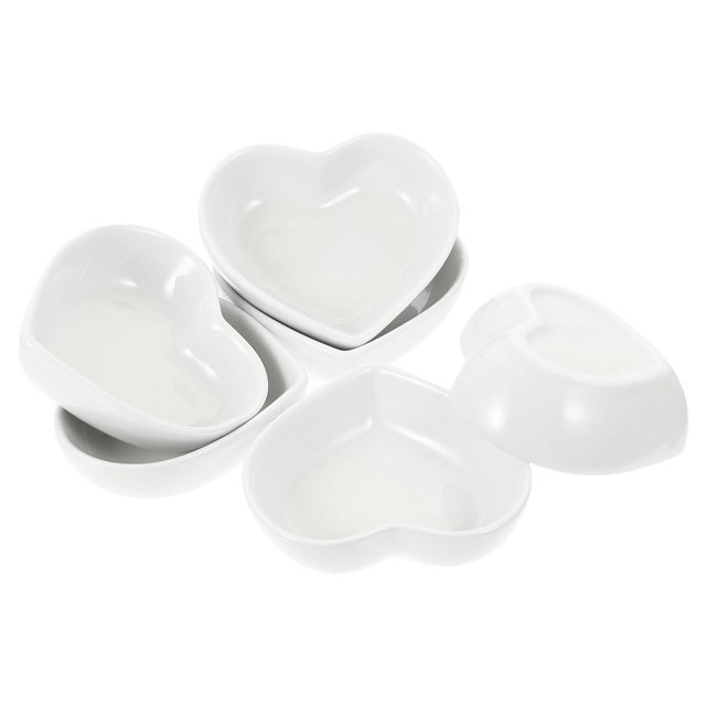 Plato en forma de corazón, tazón para avena, bandeja para servir alimentos, recipientes para dulces, bandejas para condimentos, 6 piezas