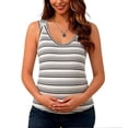 thumbnail image 4 of qolati Maternity Nursing Tank Tops with Built in Bra Women Sleeveless Casual Pregnancy Tee Ribbed Knit Crew Neck Workout Shirt Vest Black XL, 4 of 5