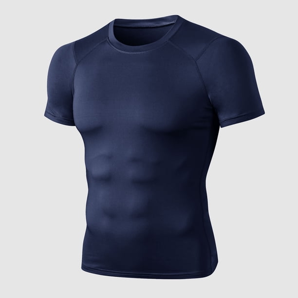 Camiseta deportiva para hombre, camisetas delgadas elásticas de secado rápido, cuello redondo, manga Abanopi Camiseta de los hombres