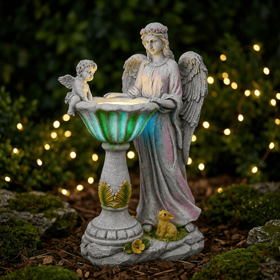Lumiartisan Solar Angel - Color Changing LED, Waterproof Resin Outdoor Statue