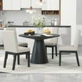 thumbnail image 2 of 5-piece Dining Set Retro Round Table with 4 Upholstered Chairs for Living Room, Dining Room (Black), 2 of 6