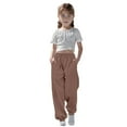 thumbnail image 1 of WENXIAOO Toddler Girl Sweatpants Drawstring Sweatpants With Pockets Solid Color Coffee Pants For Toddler Boy Kids Spring Fall Sweatpants Size 3-4T, 1 of 7