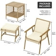 thumbnail image 3 of Dextrus 5 Pieces Patio Bistro Set of 2 Lounge Chair, 2 Ottomans, Cushions and Square Side Table, Outdoor Boho Furniture Sets, Conversation Sets - Beige, 3 of 10
