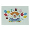thumbnail image 1 of Clown Cutting Board, Smiling Humorous Man in Colorful Costume and Makewith Balloons Ice Creams Stars, Decorative Tempered Glass Cutting and Serving Board, in 3 Sizes, by Ambesonne, 1 of 2