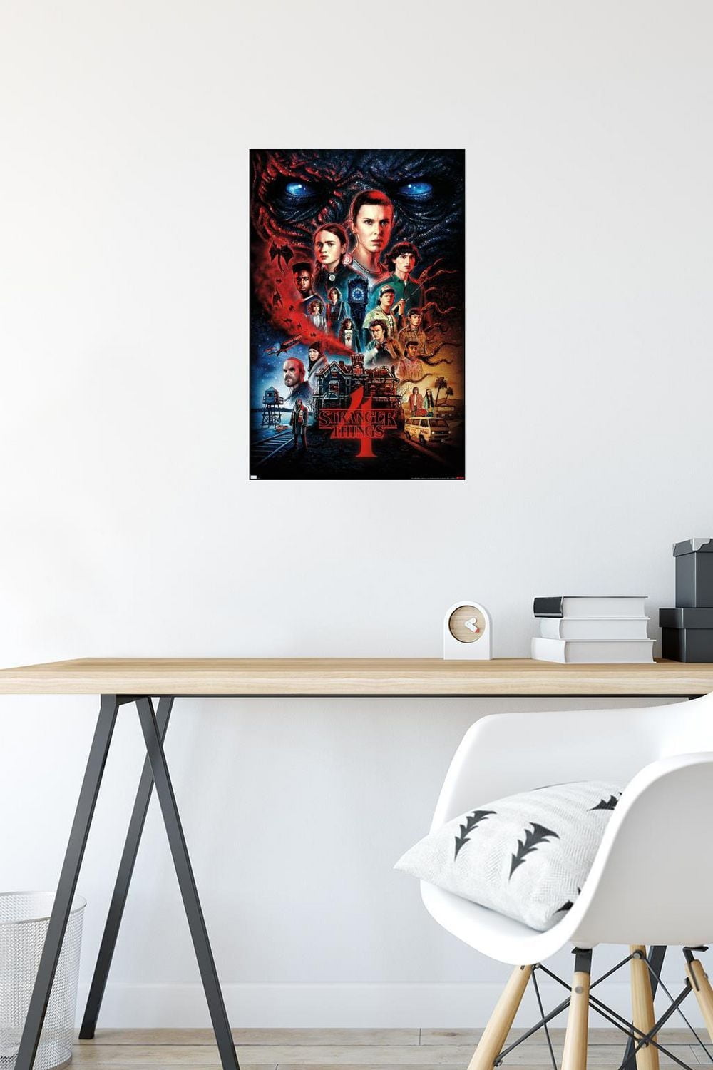 Netflix Stranger Things: Season 4 – One Sheet 22.375" x 34" Wall Poster with Beechwood Magnetic Frame, by Trends International