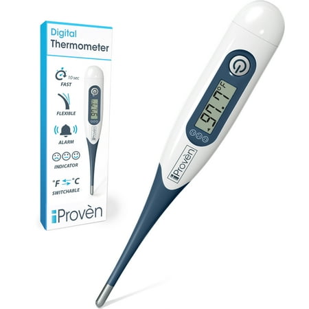 Best Digital Medical Thermometer, Easy Accurate and Fast 10 second Reading Oral and Rectal Thermometer for Children and Adults with Fever Indicator - DT-R1221A by iProven