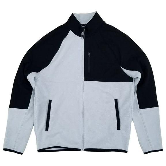 Xersion Mens Pale Blue Gray & Black Midweight Fleece Jacket Medium