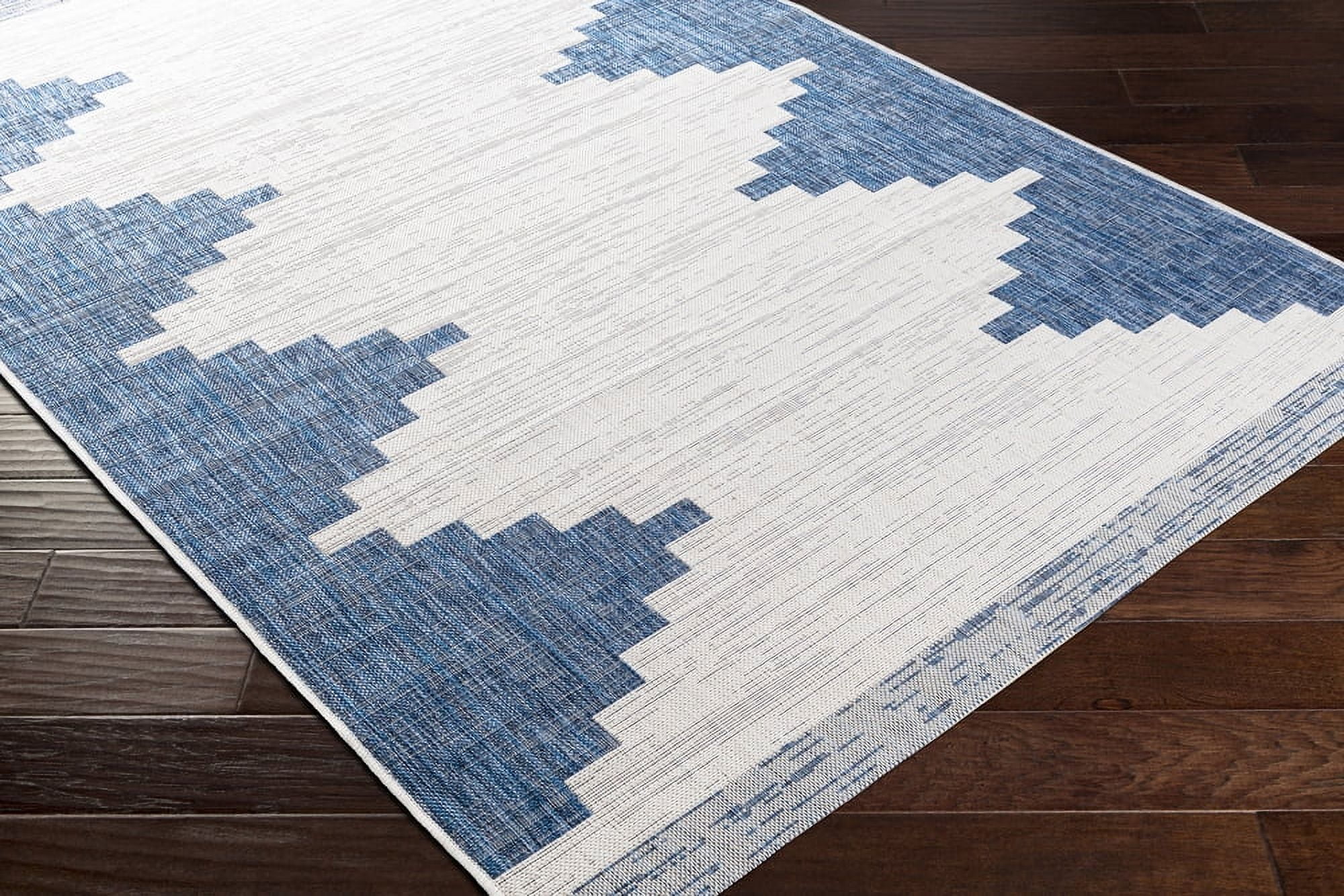 Livabliss Outdoor Rugs, 9ft Round Eagean Global Blue Square Area Rug for Patio, Porch, Deck, Backyard, Waterproof Indoor Outdoor Carpet (7'10" x 7'10")