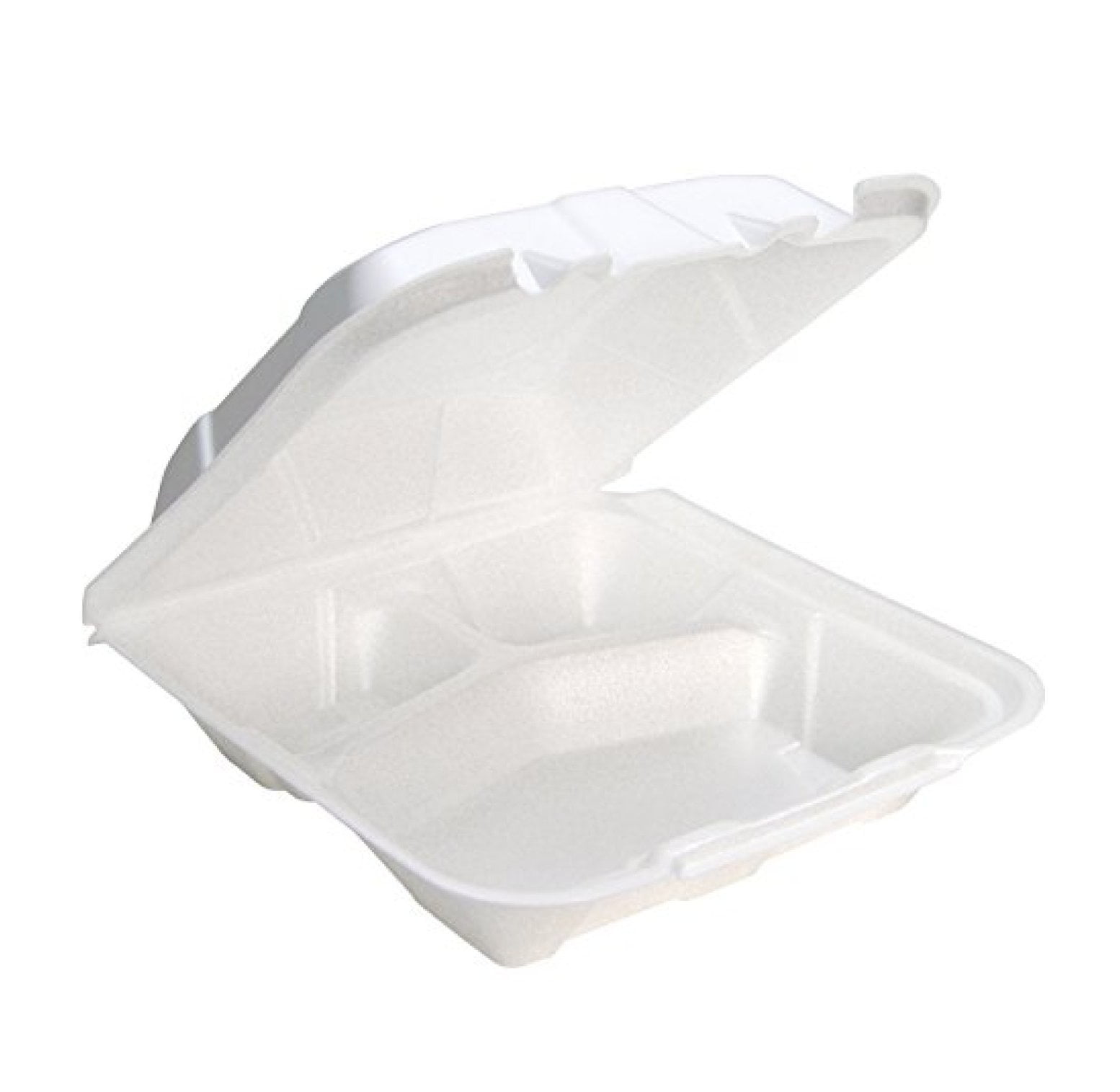 Pactiv Takeout Food Clamshell Foam Containers, 9x9x3.25, White, 3