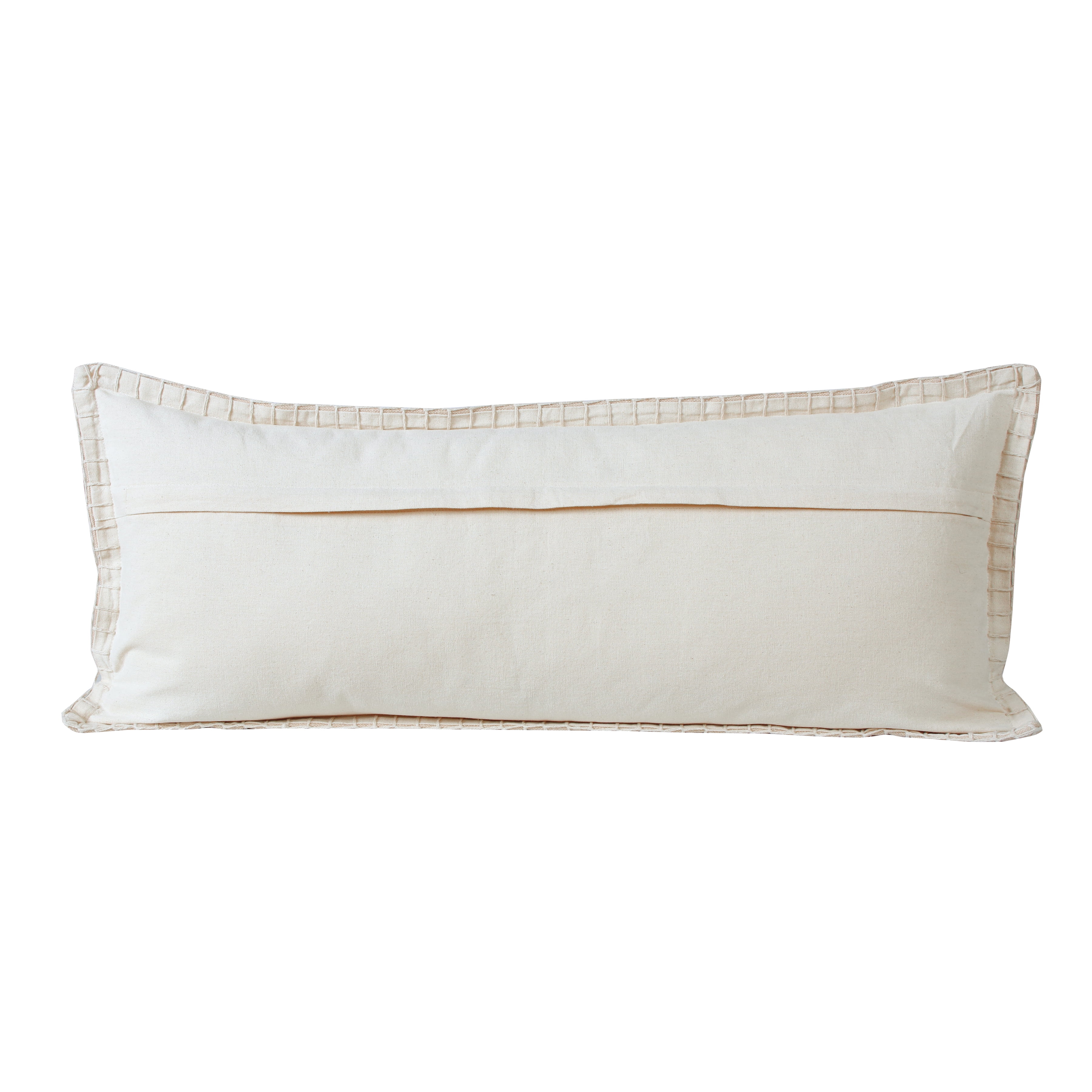 Ox Bay Wilma 14" x 36" Frappe Beige Stitch Bordered Cotton Adult Decorative Throw Pillow