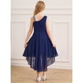 thumbnail image 6 of Miutii Kids Girls Sleeveless Chiffon Junior Bridesmaid Dresses Shiny Sequins Asymmetrical Hem Evening Navy Blue 14, 6 of 7