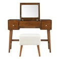 thumbnail image 2 of Linon Farrah 2-Piece Vanity Set, Includes Vanity with Flip-Top Mirror, and Bench, Walnut Finish, 2 of 29