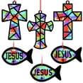 thumbnail image 1 of Juego de 24 juegos de papel tisú Craft Kit Sinload Christian Cross Fish, 1 of 7