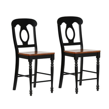 The Hamptons Collection Set of 2 Antique Black and Cherry Brown Napoleon Style Cafe Height Barstool,