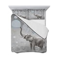 thumbnail image 7 of Gray Elephants Twin Size Down Alternative Comforter, Lightweight Comforter Quilt Bedding Set with Pillow Shams Modern Vintage Elephants Blowing Bubbles All Seasons Bed Comforter Duvet Insert 68"x86", 7 of 7
