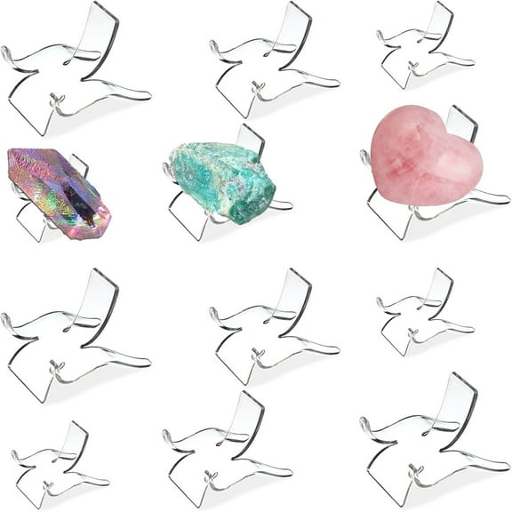 3 Sizes 12 pcs Crystal Display Stand,Acrylic Rock Holder,Clear Display Easel Stands Pedestal for Crystal,Geodes,Rock,Mineral Agate Fossil Coral Gemstone Small Collectibles Display Stands