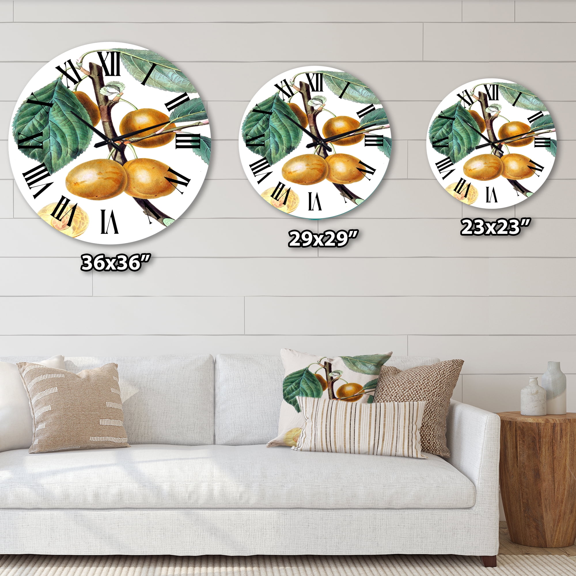 Designart 'Vintage Fruits Ii' Farmhouse Wall Clock