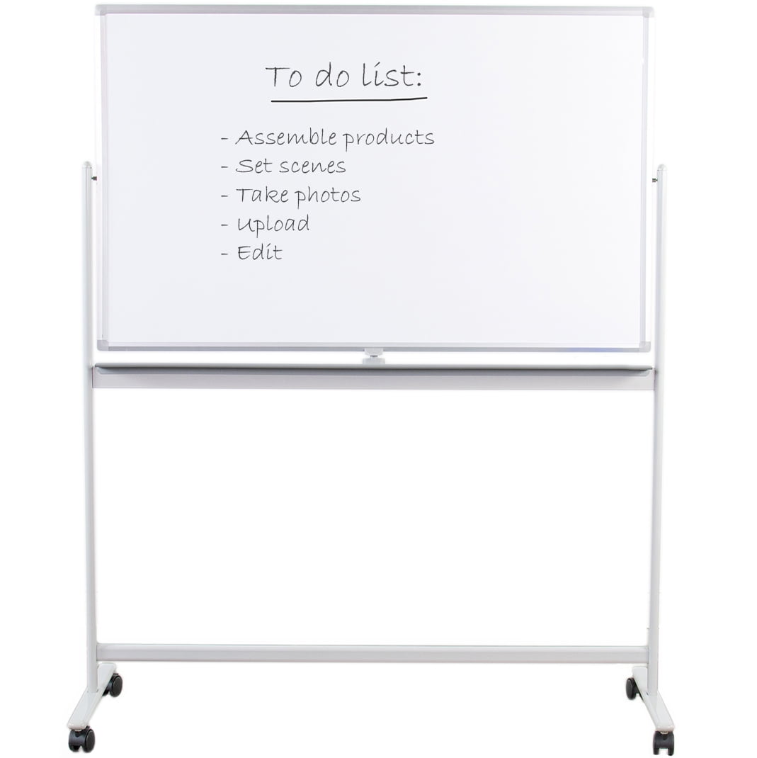 Mobile Whiteboard-Dry Erase Board with Stand 48 x 32 Aluminum Frame Rotating 360° Double sided Magnetic Whiteboard for Office Home School Tutoring Children 
